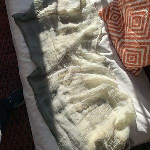 Silk scarf, ~72” x 26”, beautiful, soft green ombré. NWOT.